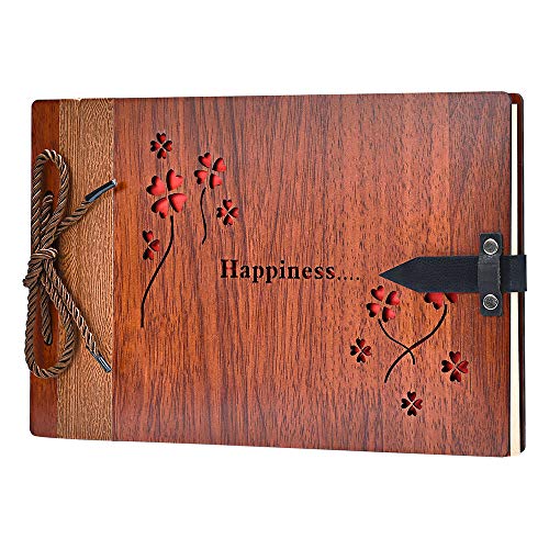 ZEEYUAN Álbum de Fotos para Pegar y Escribir 80 Páginas con Cubierta de Madera Libro de Recuerdos...