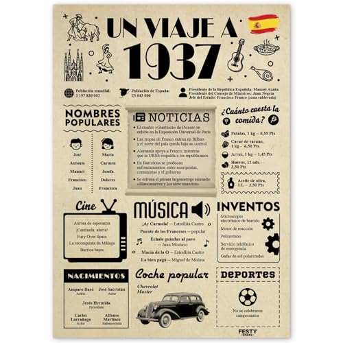 FestySpark Regalo 89 Cumpleaños Mujer - Regalos Originales 89 años Hombre - Tarjeta 89...