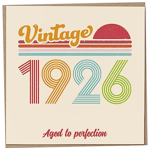 Tarjeta de cumpleaños 97 – Vintage 1926 Aged to Perfection, divertida tarjeta de felicitación para hombres y mujeres, tarjetas de cumpleaños para mujeres, tarjetas de cumpleaños para hombres, tarjeta