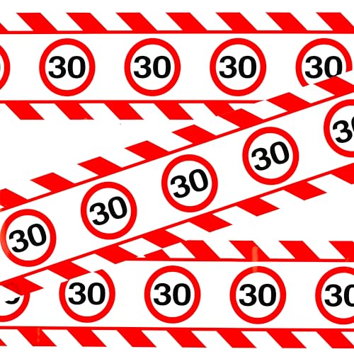 Tiwoca Decoracion 30 cumpleaños – Cinta de señalización Divertida en Rojo y Blanco con señales...