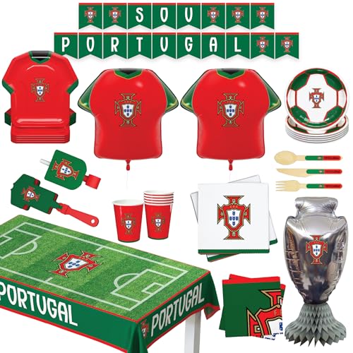 Selección Nacional de Portugal Set Oficial de Artículos de Fiesta, Caja de 77 Piezas para 6...