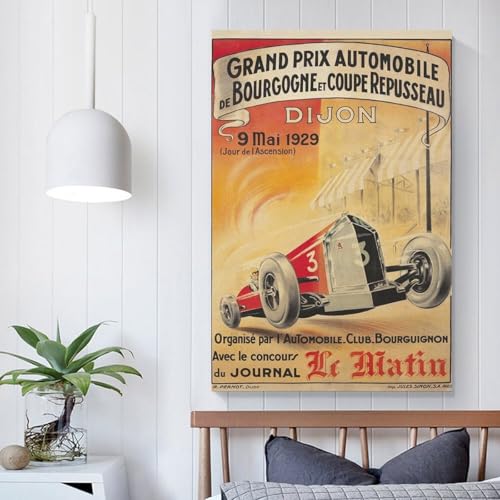 POLIUAWS Grand Prix Bourgogne Dijon, 9 de mayo de 1929, Póster de pared para colgar, decoración...
