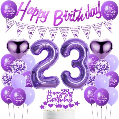 Globos y Decoración para Cumpleaños 23 Años Mujer - Morado