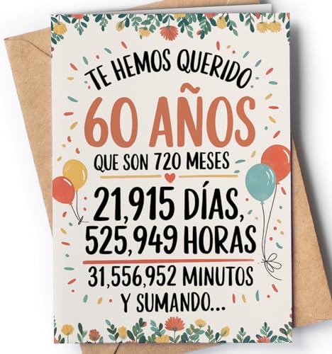Tarjeta de 60 Cumpleaños - Tarjeta de Felicitación Graciosa para alguien que cumple 60 años -...