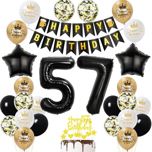 decoracion 57 años cumpleaños hombre mujer, oro negro decoracion de fiesta 57 años cumpleaños...