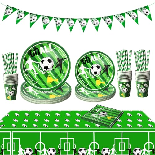 PYAILI Fútbol Party Tableware Set,Decoración de fiesta de cumpleaños de fútbol 20...