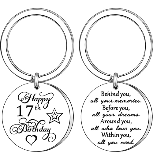 AMZQ Regalos de cumpleaños 17 para niñas y niños, Llavero Regalo Inspirador de Feliz Cumpleaños...