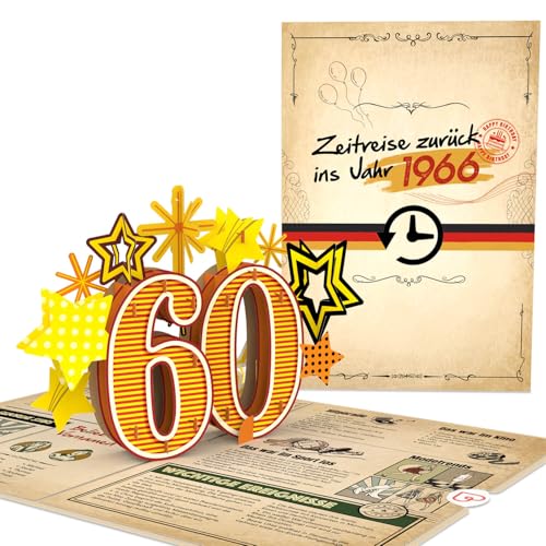 papercrush Tarjeta desplegable 'Regreso al año 1966' – Divertida tarjeta de cumpleaños 3D para...
