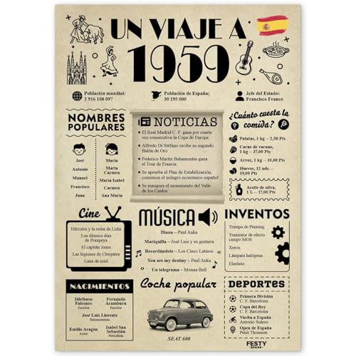 FestySpark Regalo 66 Cumpleaños Mujer - Regalos Originales 66 años Hombre - Tarjeta 66...