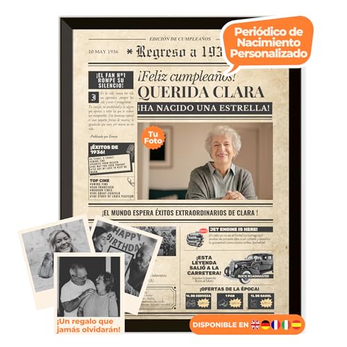 Periódico de cumpleaños 1936 – póster personalizado año nacimiento con foto, nombre y mensaje...