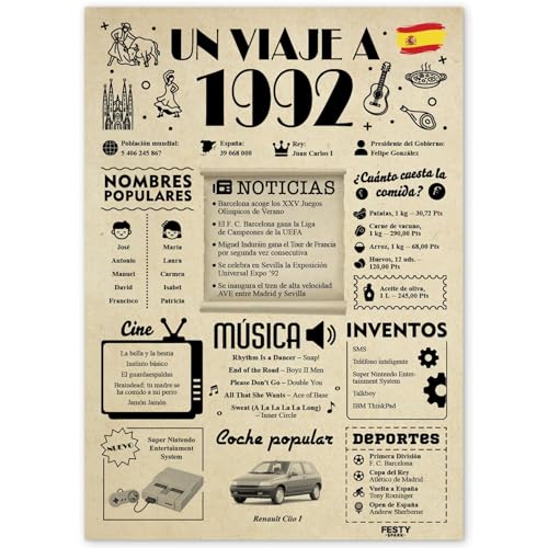 FestySpark Regalo 34 Cumpleaños Mujer - Regalos Originales 34 años Hombre - Tarjeta 34...