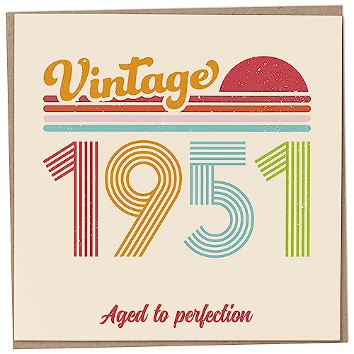 Tarjeta de cumpleaños 72 – Vintage 1951 Aged to Perfection, divertida tarjeta de felicitación...