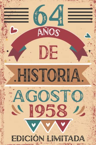 64 Años De Historia Agosto 1958: 64 años. Libro de visitas, cuaderno, 110 páginas de...