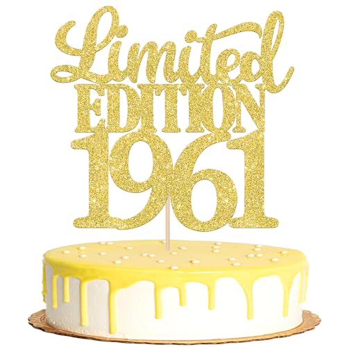 1 pieza de decoración para tartas de edición limitada de 1960 con purpurina, 65 años, 65 años,...