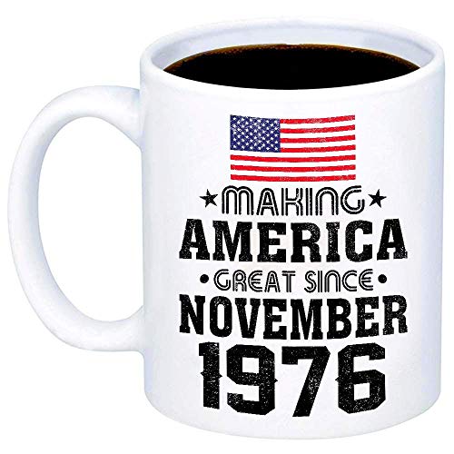 NA Taza de café Make America Great Since noviembre de 1976 Taza Regalos de cumpleaños Taza de café Taza Divertida para Hombres Mujeres Abuelo Abuela Mamá Papá Niños Niñas