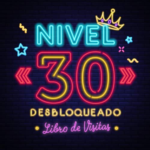 Nivel 30 desbloqueado: Libro de visitas para el 30 cumpleaños – Regalos originales para hombre -...