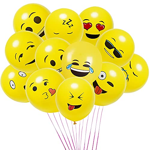 Globos Amarillos 100, XiXiRan Globos con Emoticonos, Globos de Látex, Balloons Helium, Globos de Fiesta Cumpleanos Game Decoracion Globo