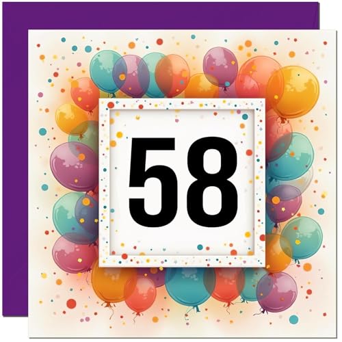 Tarjeta de cumpleaños número 58 para hombres y mujeres, cualquier edad, tarjeta de cumpleaños con...