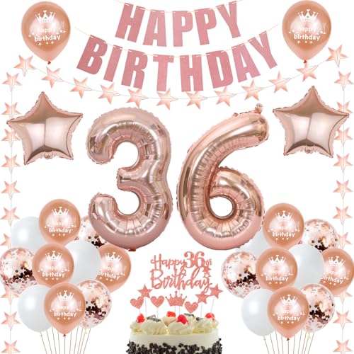 decoracion 36 años cumpleaños decoracion mujer oro rosa decoracion tarta 36 años cumpleaños...