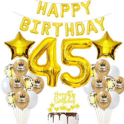 Globos 45 cumpleaños decoración oro 45 cumpleaños Mujer Globos oro 45 cumpleaños Hombre Mujer...