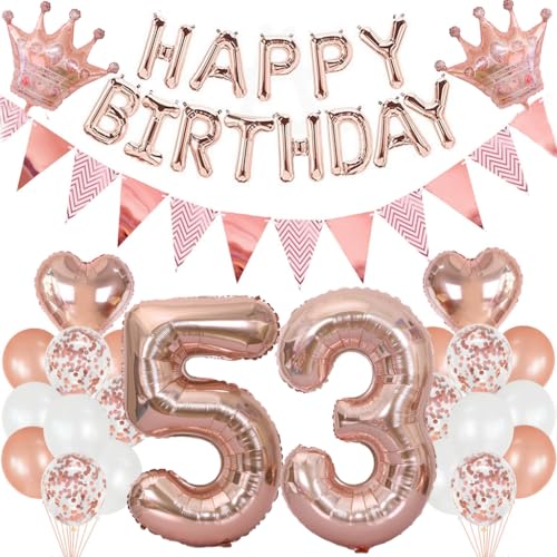 Feelairy Decoración Cumpleaños 53 años Mujer, Globo 53 años Mujer Cumpleaños, Globo Helio...