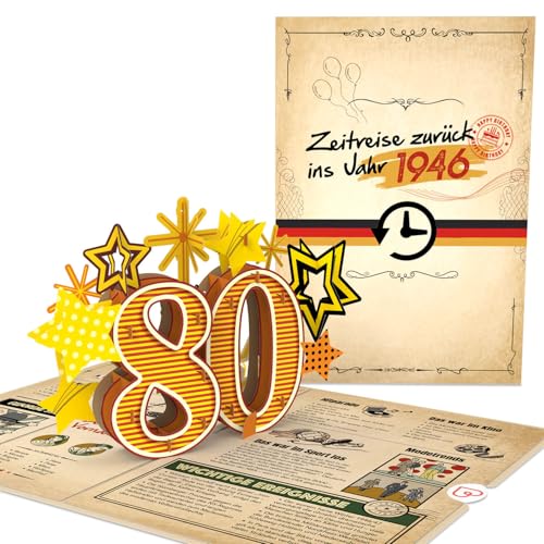 papercrush Tarjeta desplegable 'Regreso al año 1946' – Divertida tarjeta de cumpleaños 3D para...