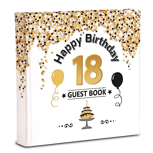 Mareli Libro de Invitados para 18 Cumpleaños, Color Blanco, cm 20X20 70 pagine