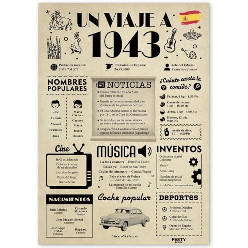 FestySpark Regalo 82 Cumpleaños Mujer - Regalos Originales 82 años Hombre - Tarjeta 82...