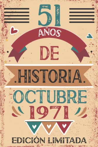 51 Años De Historia Octubre 1971: Libro de visitas, cuaderno, 110 páginas de felicitaciones, idea...