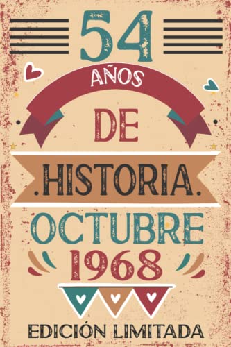 54 Años De Historia Octubre 1968: Libro de visitas, cuaderno, 110 páginas de felicitaciones, idea...