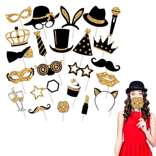 24 Piezas DIY Photo Booth Props,Accesorios Photocall Cumpleaños,Photocall Selfie Accesorios,DIY...