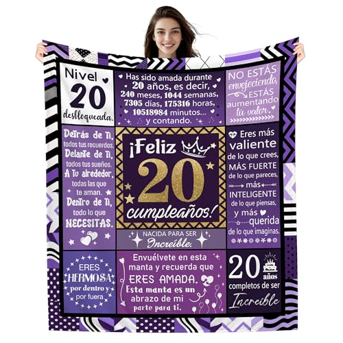 Amorea Mantas de cumpleaños para niñas de 20 Años 130 x 150 cm Ideas para Hija Hermana Nieta...