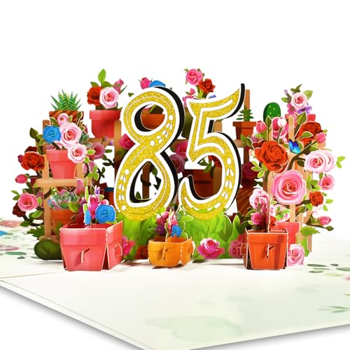 GREETING ART Tarjeta de cumpleaños pop up, 85 cumpleaños, tarjeta de nacimiento pop up, tarjeta de...
