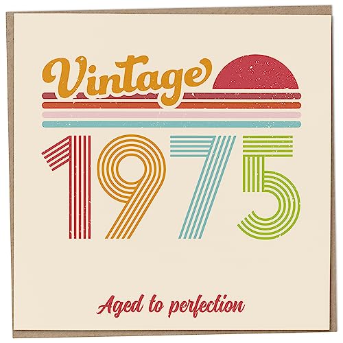 Tarjeta de cumpleaños 48, vintage de 1975, envejecida a la perfección, divertida tarjeta de felicitación para hombres y mujeres, tarjetas de cumpleaños para mujeres, tarjetas de cumpleaños para