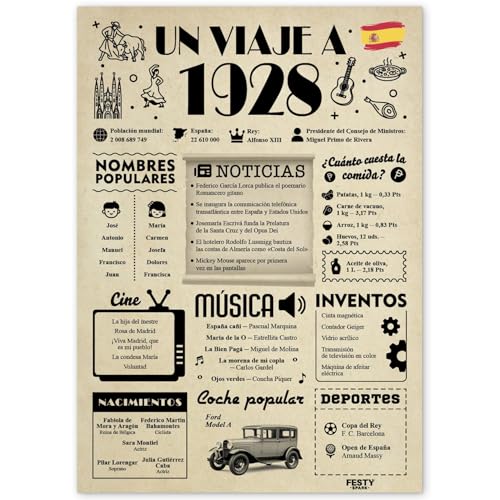 FestySpark Regalo 98 Cumpleaños Mujer - Regalos Originales 98 años Hombre - Tarjeta 98...