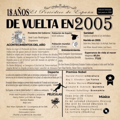 El periódico de 2005 Libro De Visitas Feliz 18 Cumpleaños: 120 páginas con espacio para fotos y...