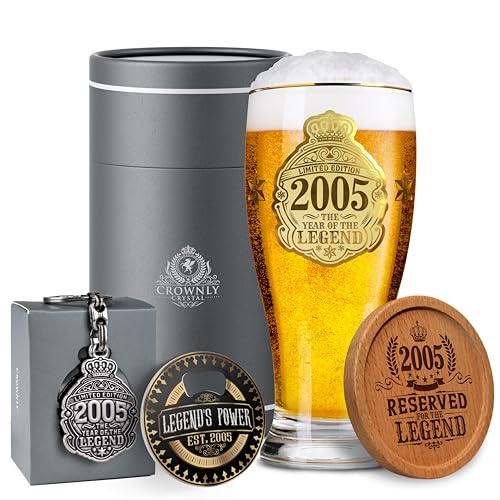 CROWNLY CRYSTAL® 2005 Regalo Hombre Cumpleaños 21 Años Copas Personalizadas 570 ml Regalo...