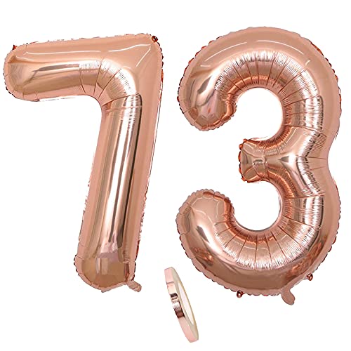 Globos numeros 73 años, Number globo número 73 oro rosa para niña Mujeres Chica, 40' Figuras...