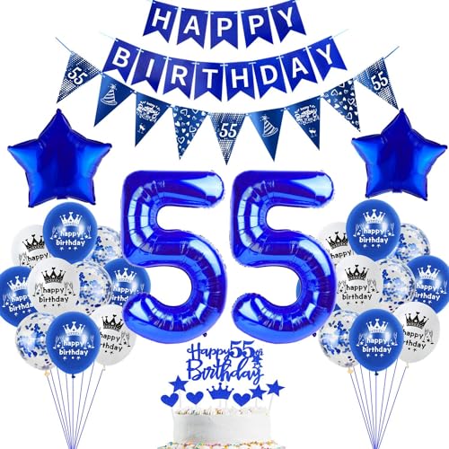 decoración 55 años cumpleaños hombre,decoración pastel azul cumpleaños 55 años hombre...