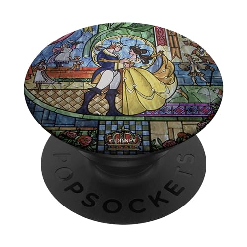 Popsockets- Disney Beauty & The Beast Stained Glass Rose PopGrip: Agarre intercambiable para...