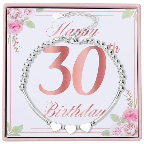 ViEinkaufen Regalos de cumpleaños número 30 para mujer, pulsera ajustable con caja de regalo,...