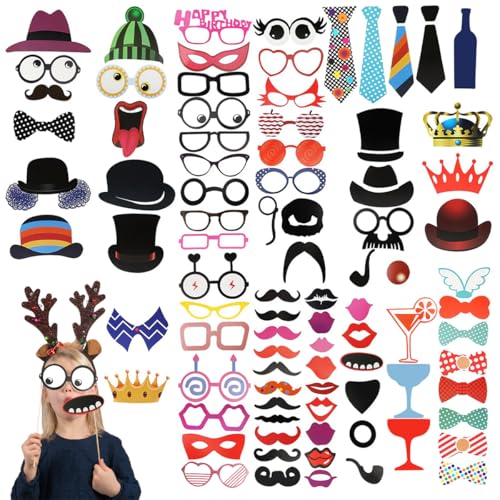 89 Piezas Accesorios Photocall Boda, Fotocoll de Cumpleaños, Accesorios Photocall Comunion con...
