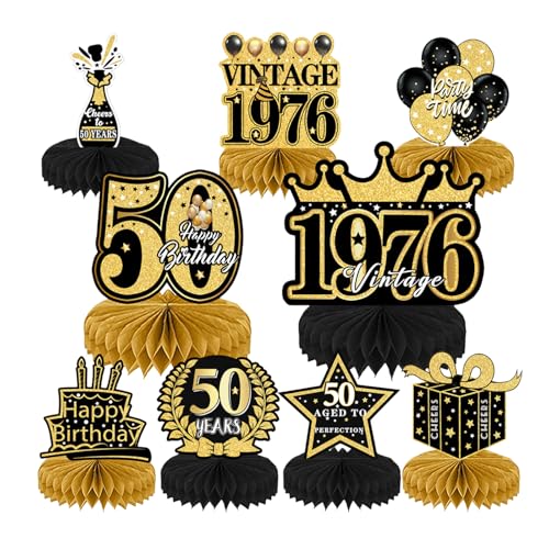 Bubaxuce 9 Piezas Decoración Cumpleaños 50 Años Decoración Mesa 50 Años 2026 Vintage 1976...