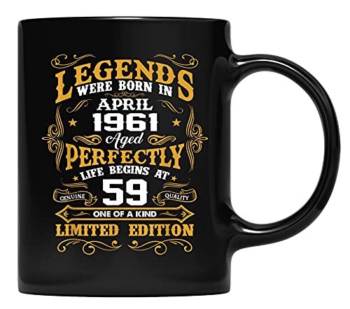 Abril de 1961 59 Coche Regalo de cumpleaños 59 años de edad Mujeres Taza de café para padre y madre, abuelo, abuela y amigos Regalos