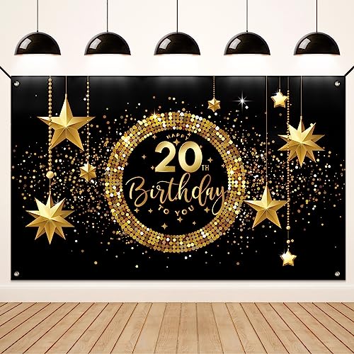 Koliphy Pancarta 20 Cumpleaños, Decoracion 20 Cumpleaños para Hombre y Mujer, Tela Pancarta de...