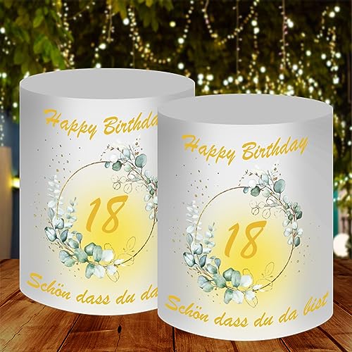 16 portavelas para decoración de mesa para 18 cumpleaños, decoración de cumpleaños, decoración para 18 cumpleaños hombre mujer, «Schön DASS Du Da Bist, adecuado para velas de té o velas (18 años)