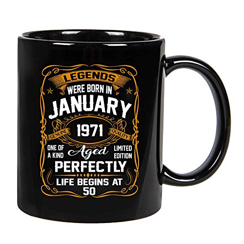 Taza Tutora Las Leyendas Nacieron En Enero De 1971 50 Cumpleaños Taza Con Asa Resistentes Calor...