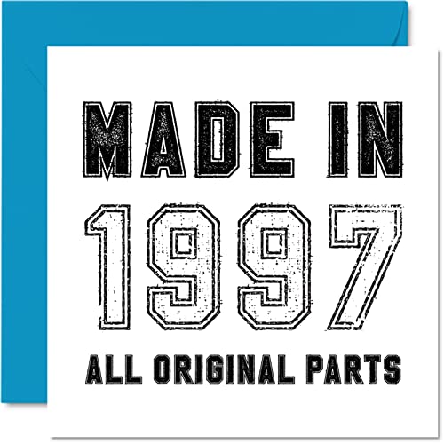 Tarjeta felicitación 25 cumpleaños hombres, mujeres, él ella, fabricada en 1997, todas las piezas originales, divertida tarjeta felicitación 25 cumpleaños papá, mamá, hermano, hermana, 145 mm x 145 mm
