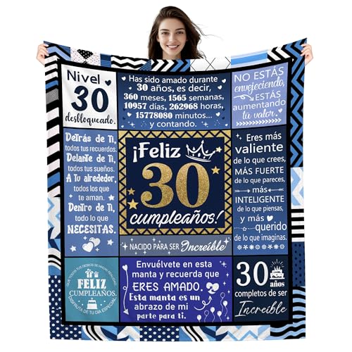 Regalos 30º Cumpleaños Manta de Cumpleaños para Hombre de 30 Años 130 x 150 cm Ideas para Novio...