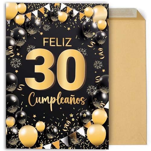CONTRAXT Tarjeta regalo felicitación de Cumpleaños 30 Años. Detalle regalo postal original grande...
